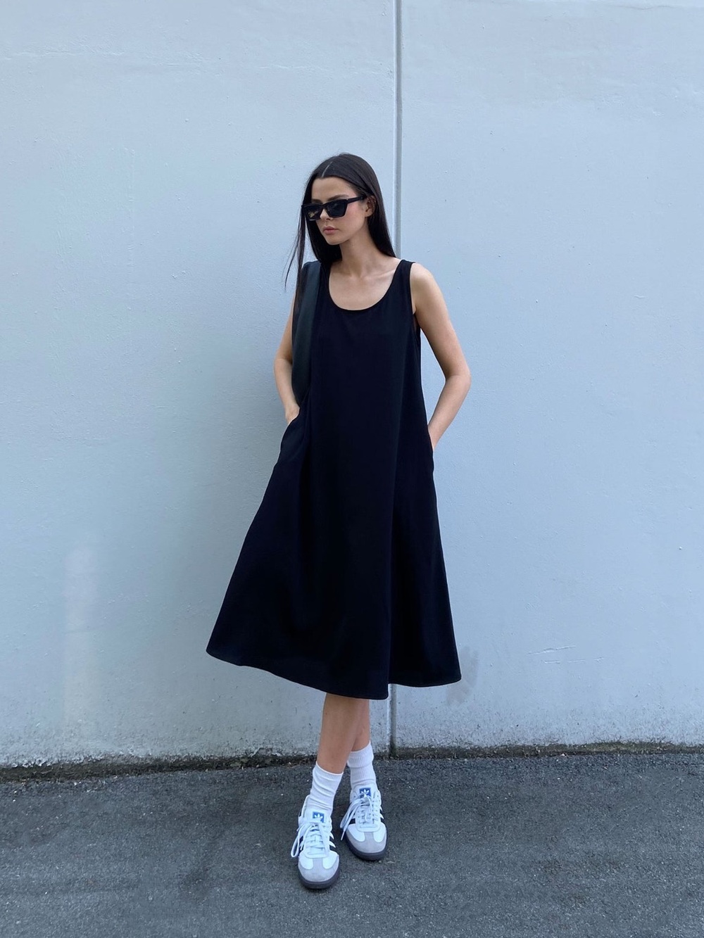 Oak + Fort Tank Midi Dress with Pockets M
